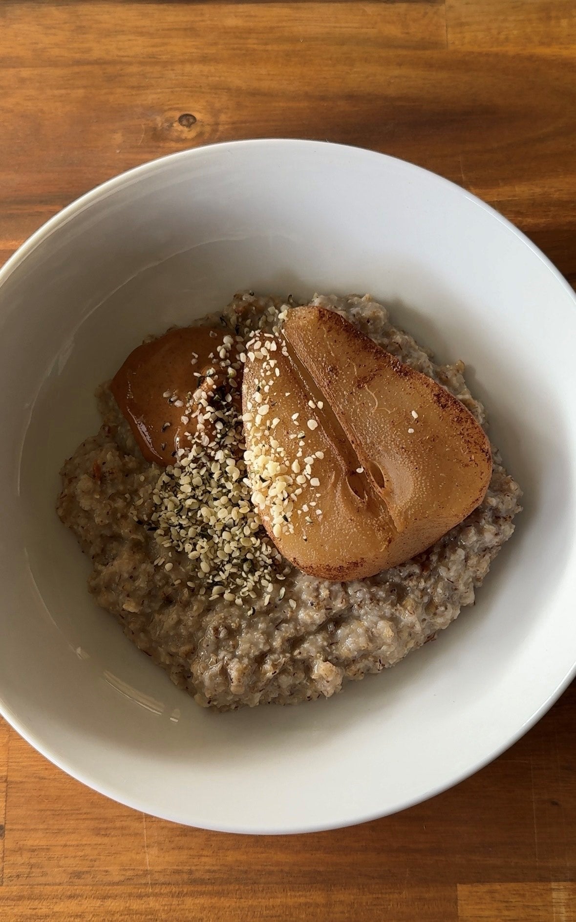 Spiced Pear and Almond Butter Super Barley Porridge